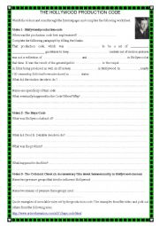 English Worksheet: The Hollywood production code