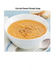 Curried Sweet Potato Soup - a cooking verbs gap fill