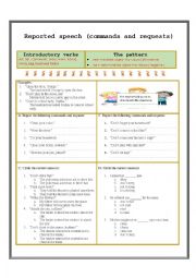 English Worksheet: Reported speech ( commands and requests )