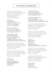 English Worksheet: Counting Stars - Song by One Republic + activities related