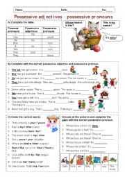 English Worksheet: Possessive adjectives - Possessive pronouns