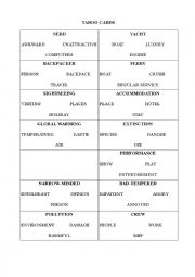 English Worksheet: taboo cards