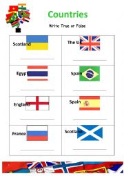 English Worksheet: Countries True - False