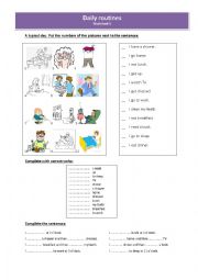 English Worksheet: Daily routines 