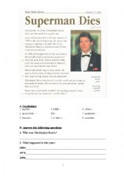 English Worksheet: Christopher  Rreeve - superman