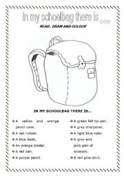 English Worksheet: In my schoolbag...