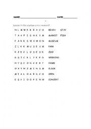 English Worksheet: Noun Wordsearch