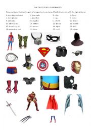 English Worksheet: The outfit of superheroes