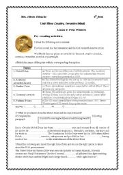 English Worksheet: Unit 3/lesson 4:prize winners ( part 1)