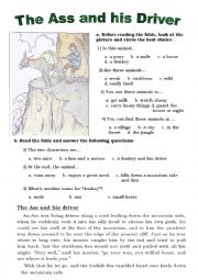 English Worksheet: Aesop, The Ass and his driver