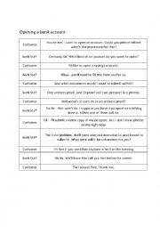 English Worksheet: Opennig a bank account