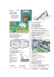 English Worksheet: Elementary Revision (part 5) [daily routines, weather,feelings,present simple vs. cont etc..)