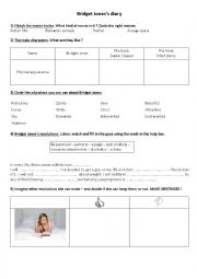 English Worksheet: Bridget Jones Diary Movie Trailer Worksheet