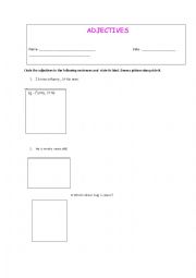 English Worksheet: adjectives