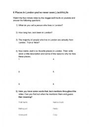 English Worksheet: Youtube video activity vlogger 6 places in London youve never seen