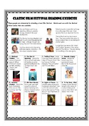 English Worksheet: Classic Film Festival Reading Exercise for PET