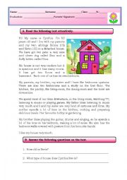 English Worksheet: Written test on the subject House/Home (3 pages)