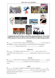 English Worksheet:  Review Year 2014 