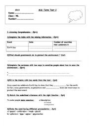 English Worksheet: Mid-Term Test 2   9th Form