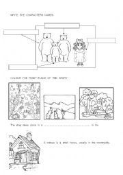 English Worksheet: Goldilocks and the three bears