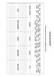 English Worksheet: Vocabulary Review 1