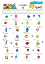 Mr Men and Little Miss: Personality Adjectives (synonyms)