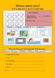 English Worksheet: Where were you?