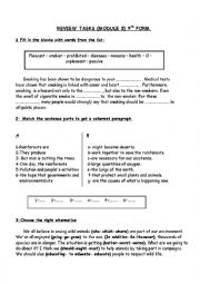 English Worksheet: Review tasks for module 3 9th form Health and Environment