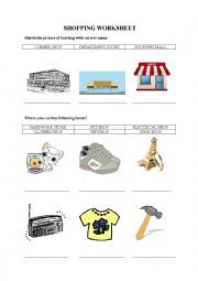 SHOPPING WORKSHEET