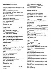 English Worksheet: Heartbreaker justin bieber