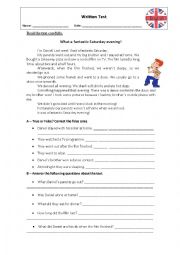 English Worksheet: The Simple Past - written test