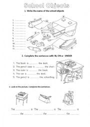 English Worksheet: SCHOOL OBJECT