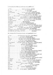 English Worksheet: Exercises Future