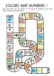 English Worksheet: Numbers and colors