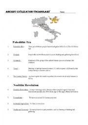 English Worksheet: vocabulary of ancient civilizations