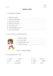 English Worksheet: to be