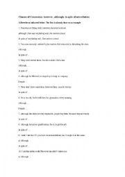 English Worksheet: Clauses of Concession