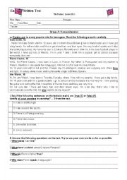 English Worksheet: Test _ Identity