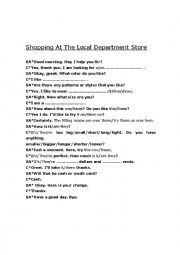 English Worksheet: Clothes Shopping At The Local Department Store Role Play