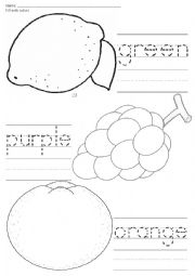 English Worksheet: colours tracing green purple orange