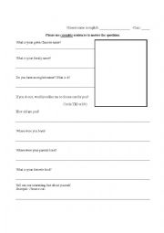 English Worksheet: Introduce yourself