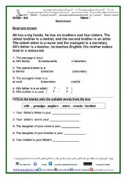 English Worksheet: grade six 