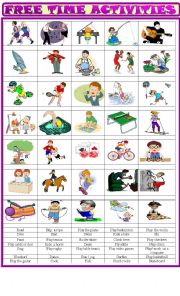 English Worksheet: Free time activities: Matching exercise