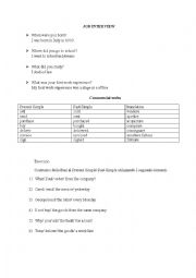 English Worksheet: jobi nterview
