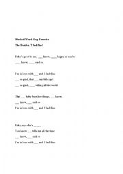 English Worksheet: Musical Word Gap Exercise