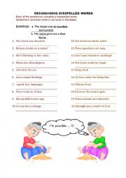 English Worksheet: Recognising Misspelled words