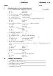 English Worksheet: Conditionals (I, II, III type)