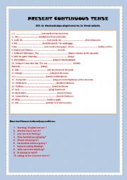 English Worksheet: PRESENT CONTINUOUS TENSE