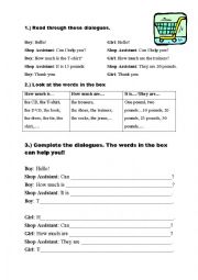 English Worksheet: Shopping