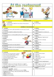 English Worksheet: AT THE RESTAURANT